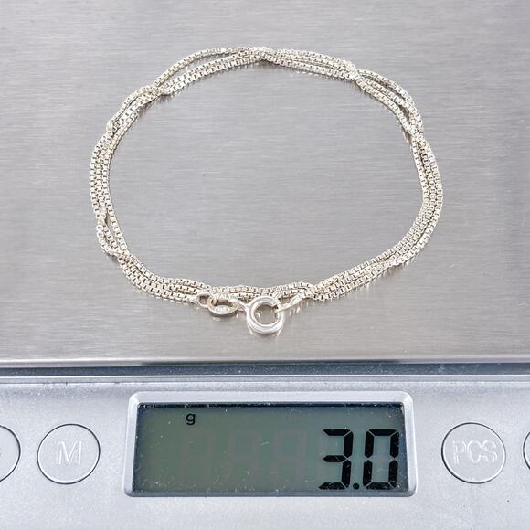 Vintage Italy Sterling Silver 925 Box Chain Necklace 20” - Picture 3 of 3